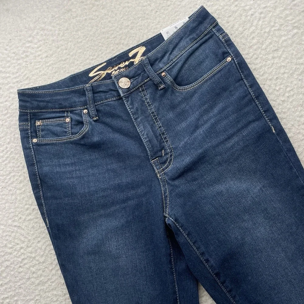 Seven7 Jeans Womens 2 28x32 High Rise Slim‎ Flare Blue Stretch Whiskered Denim